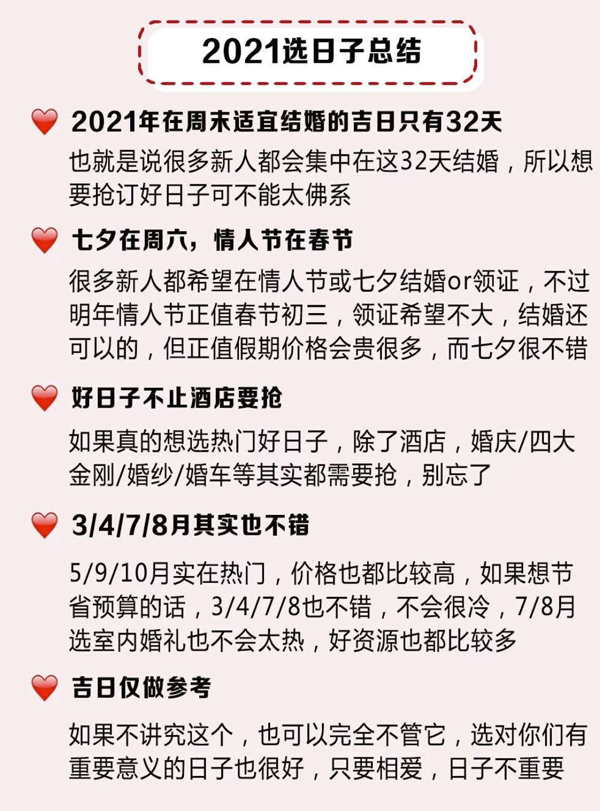 2021年結婚吉日速查，擇良日娶嫁，祝百年好合！  第9張