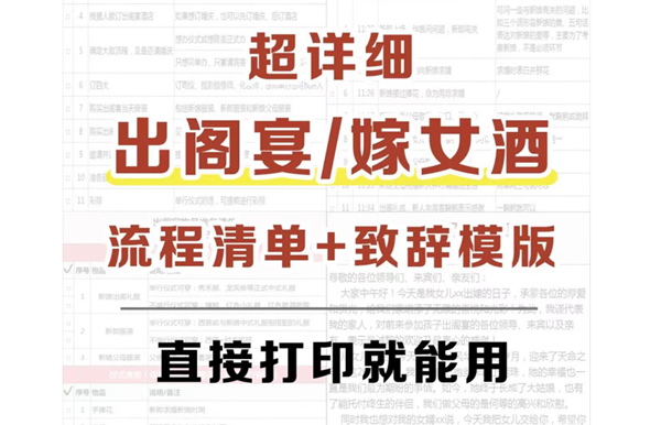 超詳細(xì)出閣宴流程清單+致辭模版，直接打印  第1張